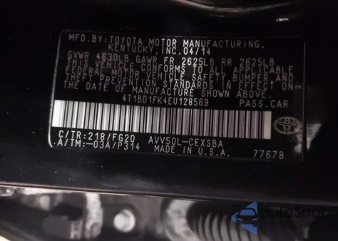 2014 Toyota Camry Hybrid Se Limited Edition z USA, uszkodzony, nr VIN 4T1BD1FK4EU128569